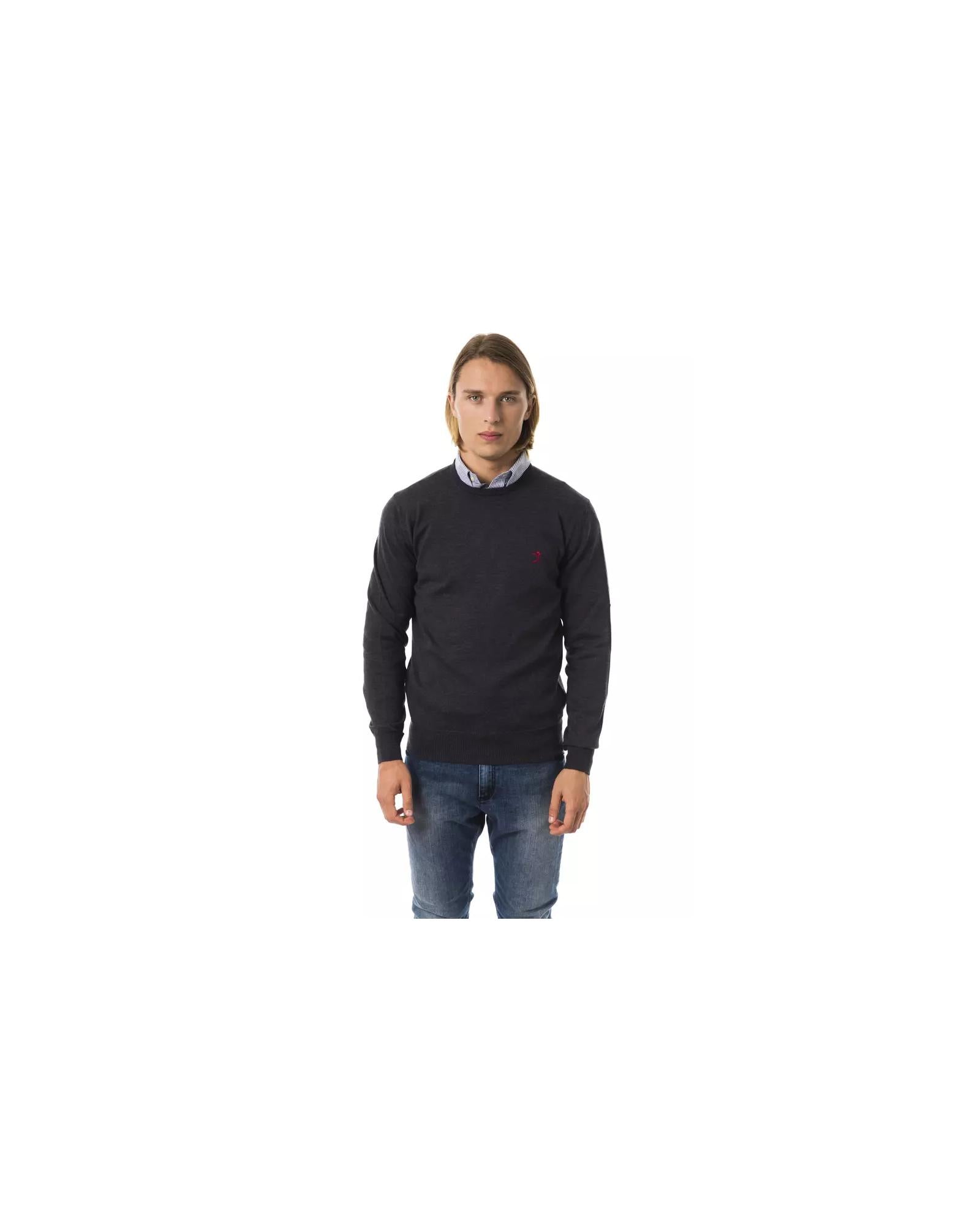 Embroidered Crew Neck Sweater made from Extrafine Wool Merinos Fabric XL Men Main image