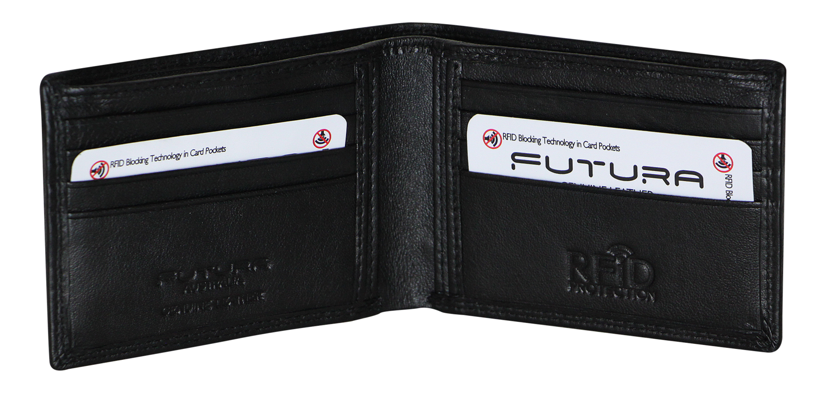 Futura Mens RFID Slim Genuine Leather Wallet - Black Secondary image