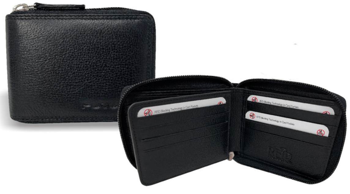 Futura Leather Zip Around Mens Genuine Leather Wallet w/ RFID Protection - Black Secondary image