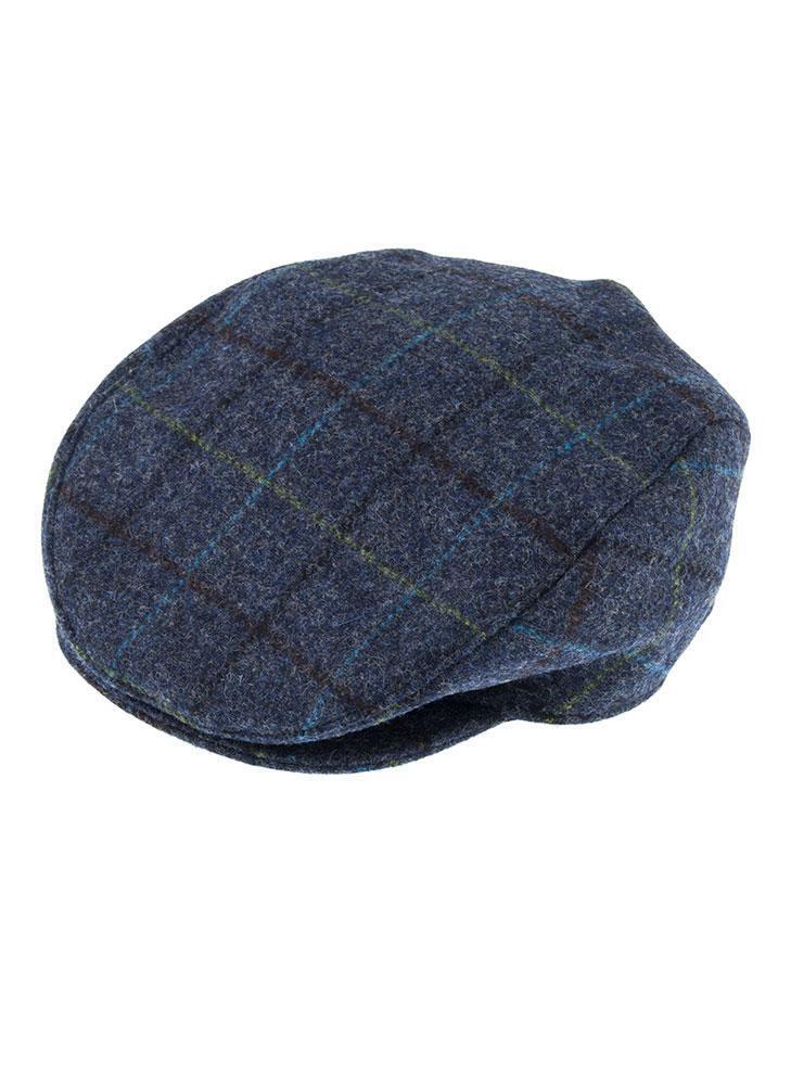 DENTS Abraham Moon Tweed Flat Cap Wool Ivy Hat Driving Cabbie Quilted 1-3038 - Blue - Large Main image