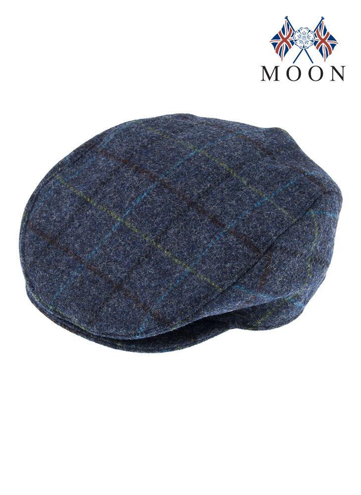 DENTS Abraham Moon Tweed Flat Cap Wool Ivy Hat Driving Cabbie Quilted 1-3038 - Blue - Large Secondary image