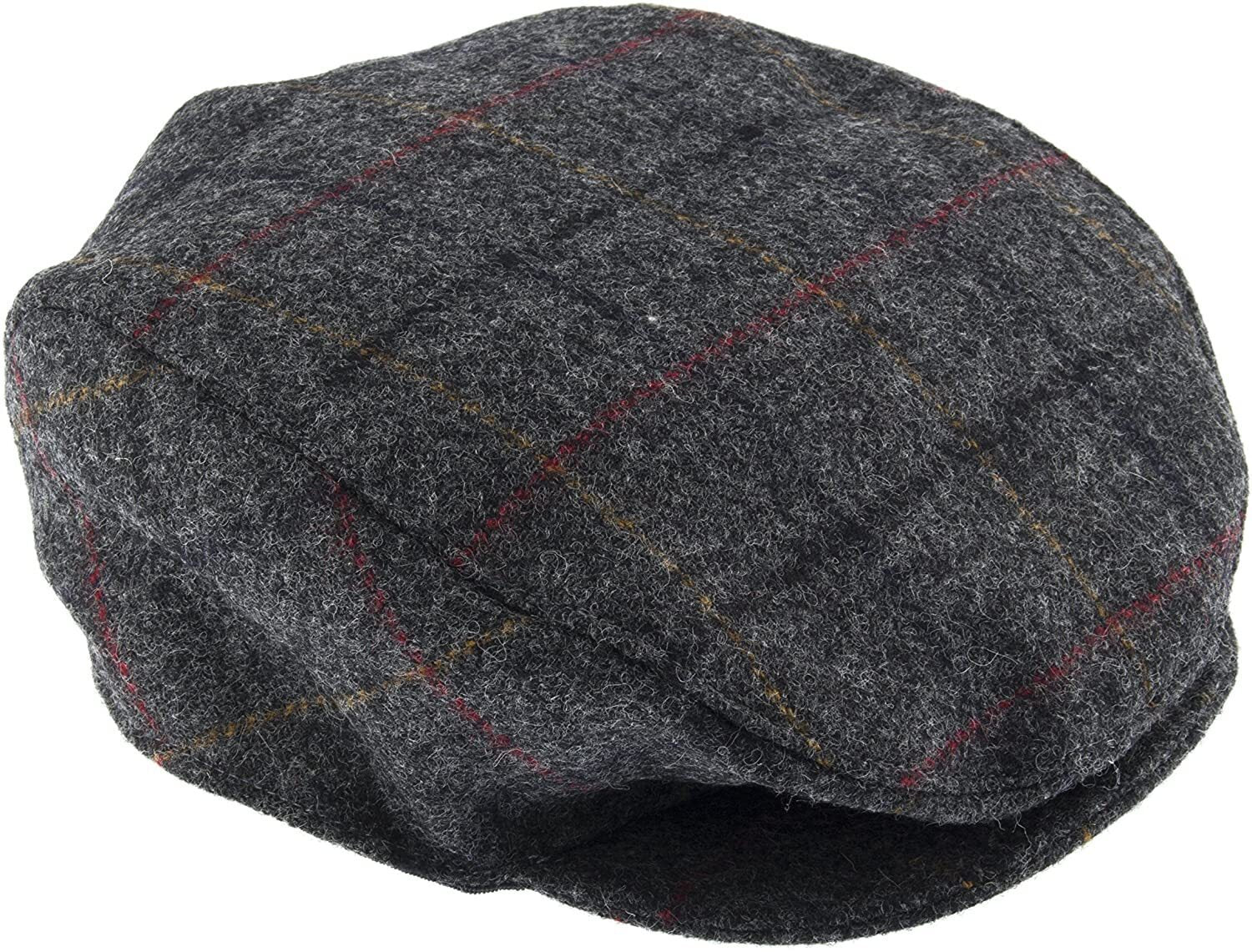 DENTS Abraham Moon Tweed Flat Cap Wool Ivy Hat Driving Cabbie Quilted 1-3038 - Charcoal - Large Secondary image