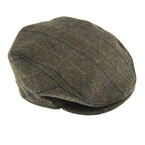 DENTS Abraham Moon Tweed Flat Cap Wool Ivy Hat Driving Cabbie Quilted - Olive - X-Large Secondary image