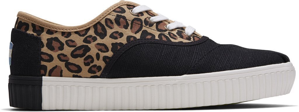 TOMS Womens Casual Canvas Shoes Sneakers Flats Low Cut - Black/Leopard - US Women 6 Secondary image