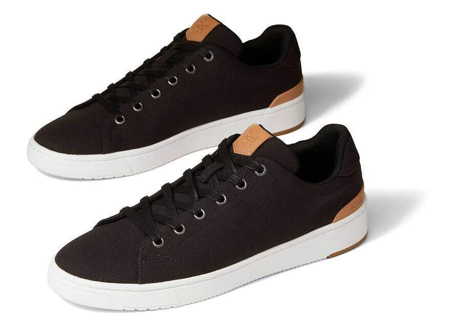 TOMS Mens TRVL LITE Canvas Trainers Sneakers Casual Shoes - Black - US 8
