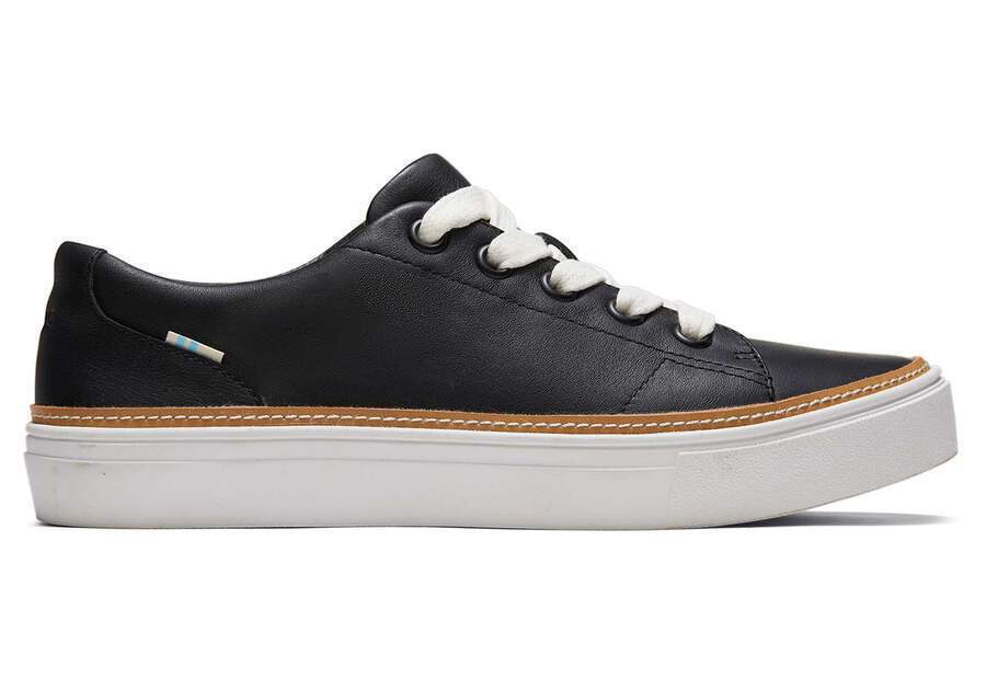 TOMS Womens Casual Leather Sneakers Shoes Lace Ups Low Cut - Black - US 6 Secondary image