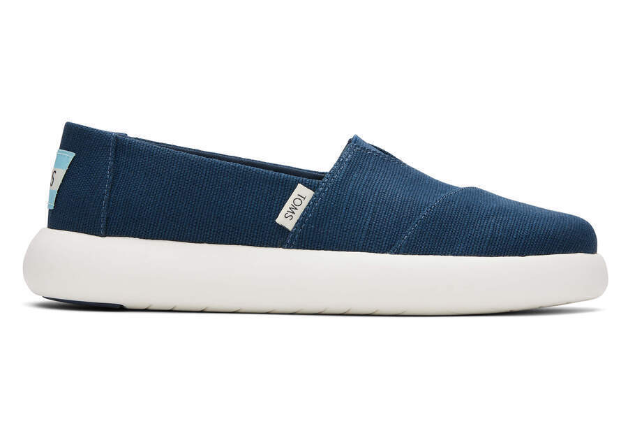 TOMS Womens Platform Alpargata Canvas Shoes Slip On Casual Shoes Flats - Blue - US 9 Main image