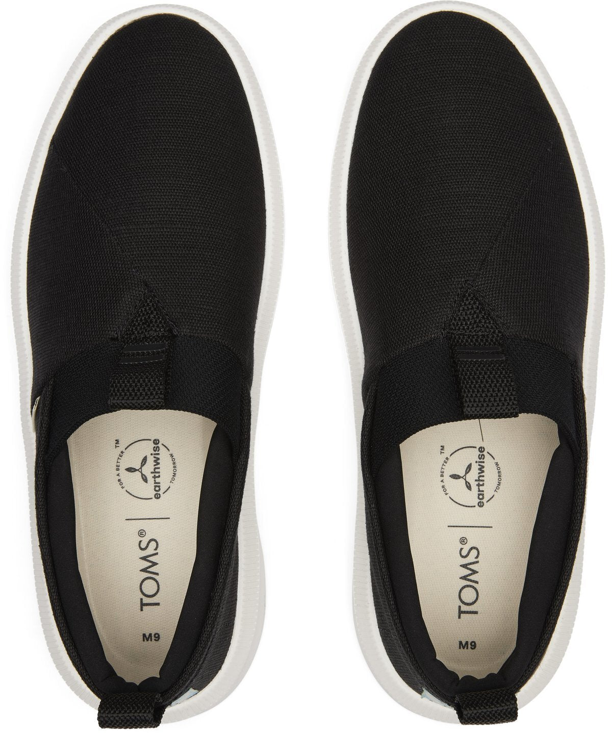 TOMS Mens Canvas Slip On Shoes Casual Sneakers Breathable Espadrilles - Black - US 10