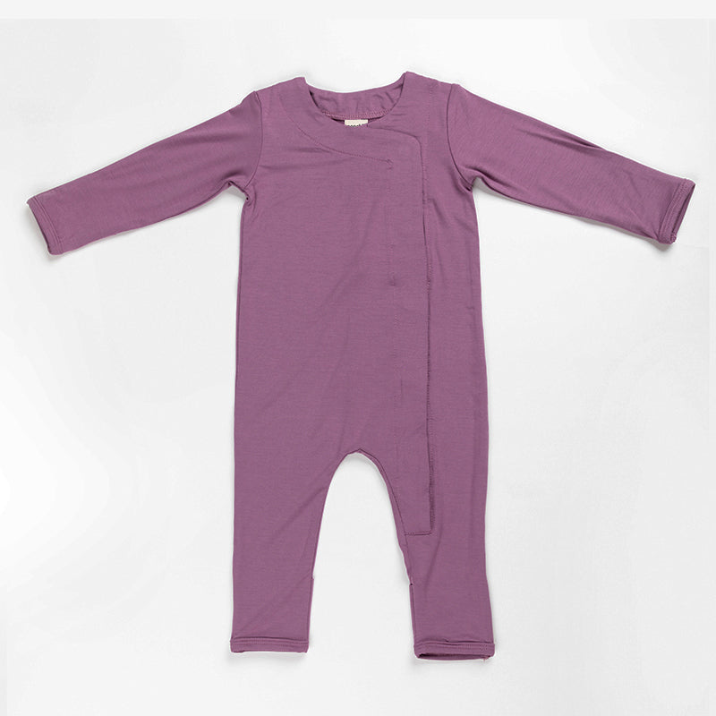 Ponchik Babies + Kids - Magnetic Bamboo Body Suit Onesie - Plum - 6-12m Secondary image