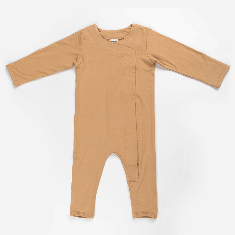 Ponchik Babies + Kids Magnetic Bamboo Body Suit - Toffee - 6-12m Secondary image