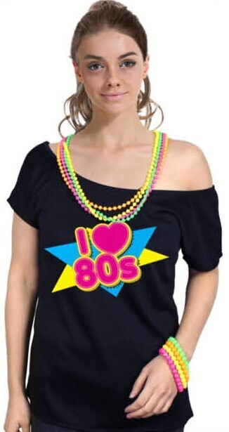 I Love The 80s Black Womens T Shirt Costume Ladies 1980s Fancy Dress Up Top Main image