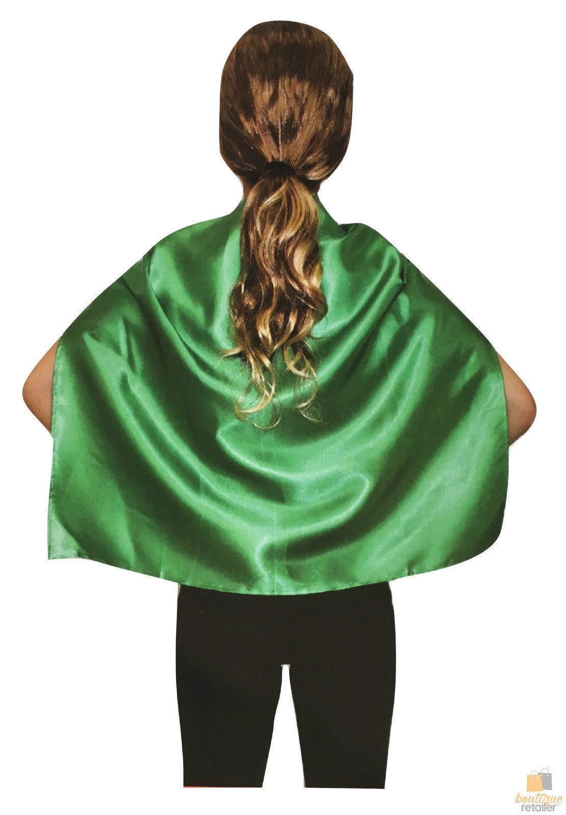 SHORT CAPE Kids Childrens Party Costume Vampire Coat School Team Colours - Green Secondary image