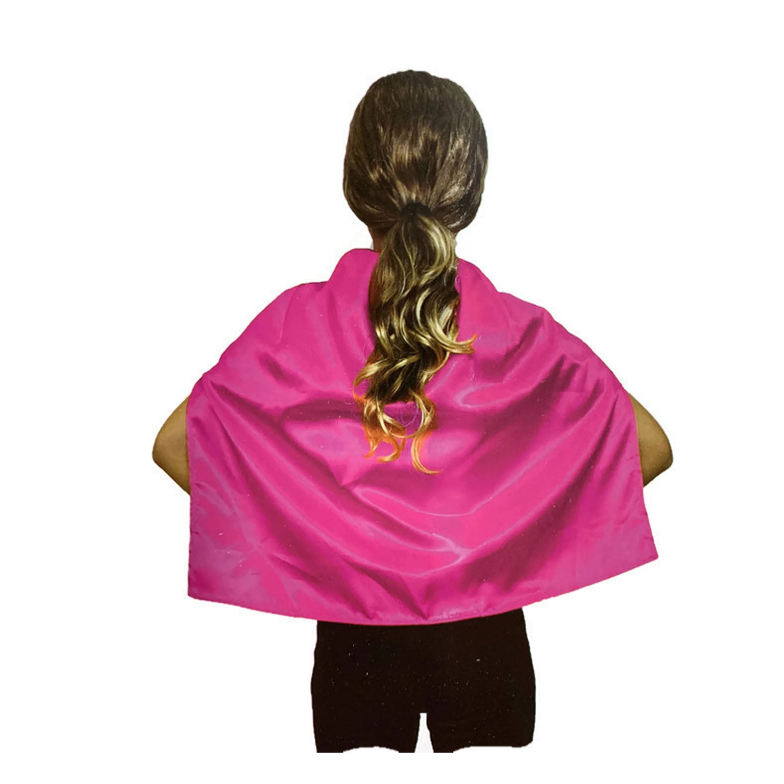 SHORT CAPE Kids Childrens Party Costume Vampire Coat School Team Colours - Hot Pink Main image