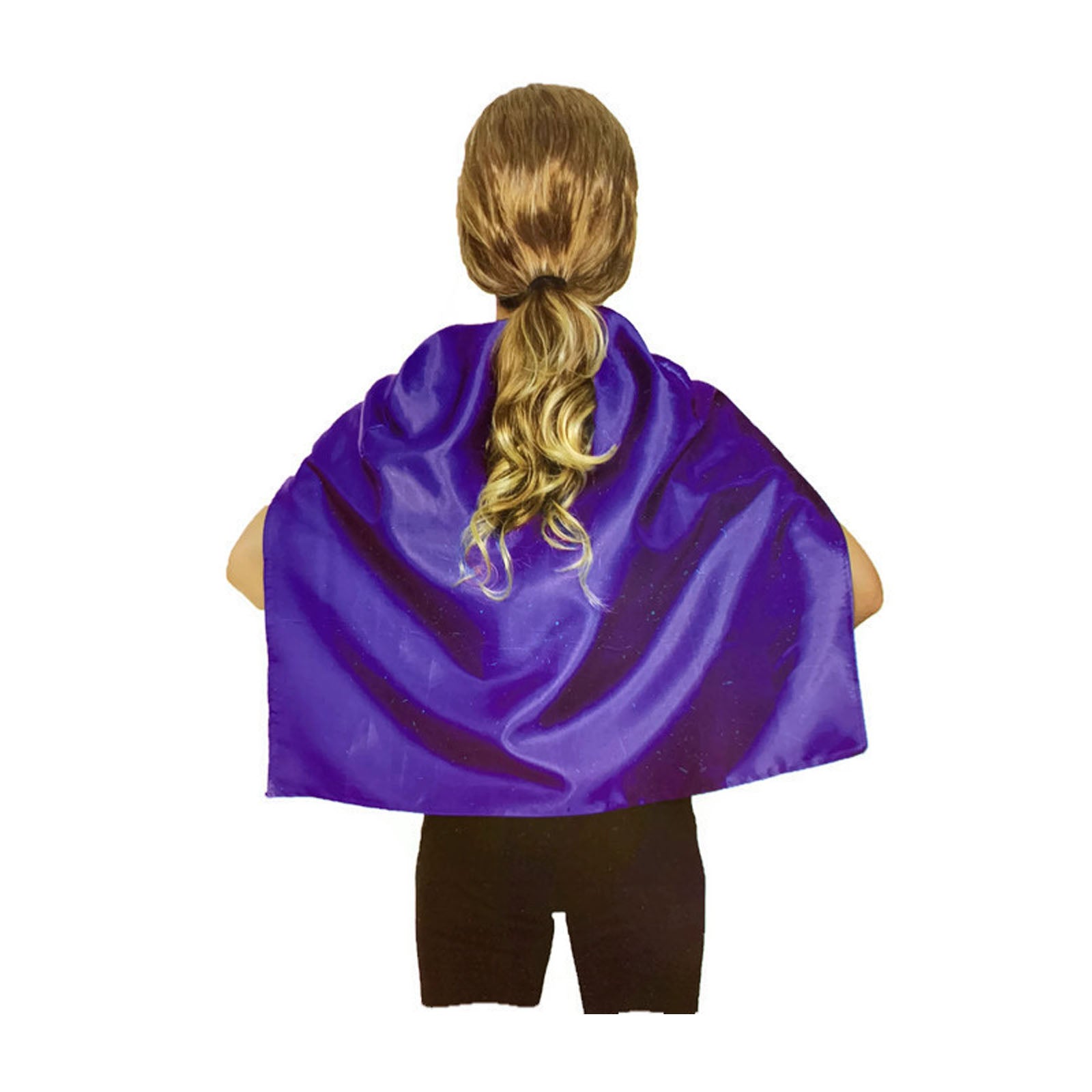 SHORT CAPE Kids Childrens Party Costume Vampire Coat School Team Colours - Purple Secondary image