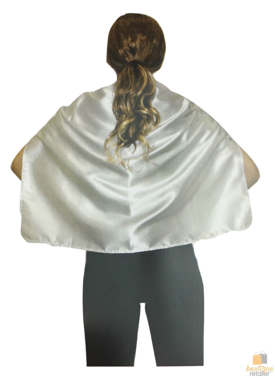 SHORT CAPE Kids Childrens Party Costume Vampire Coat School Team Colours - White Main image