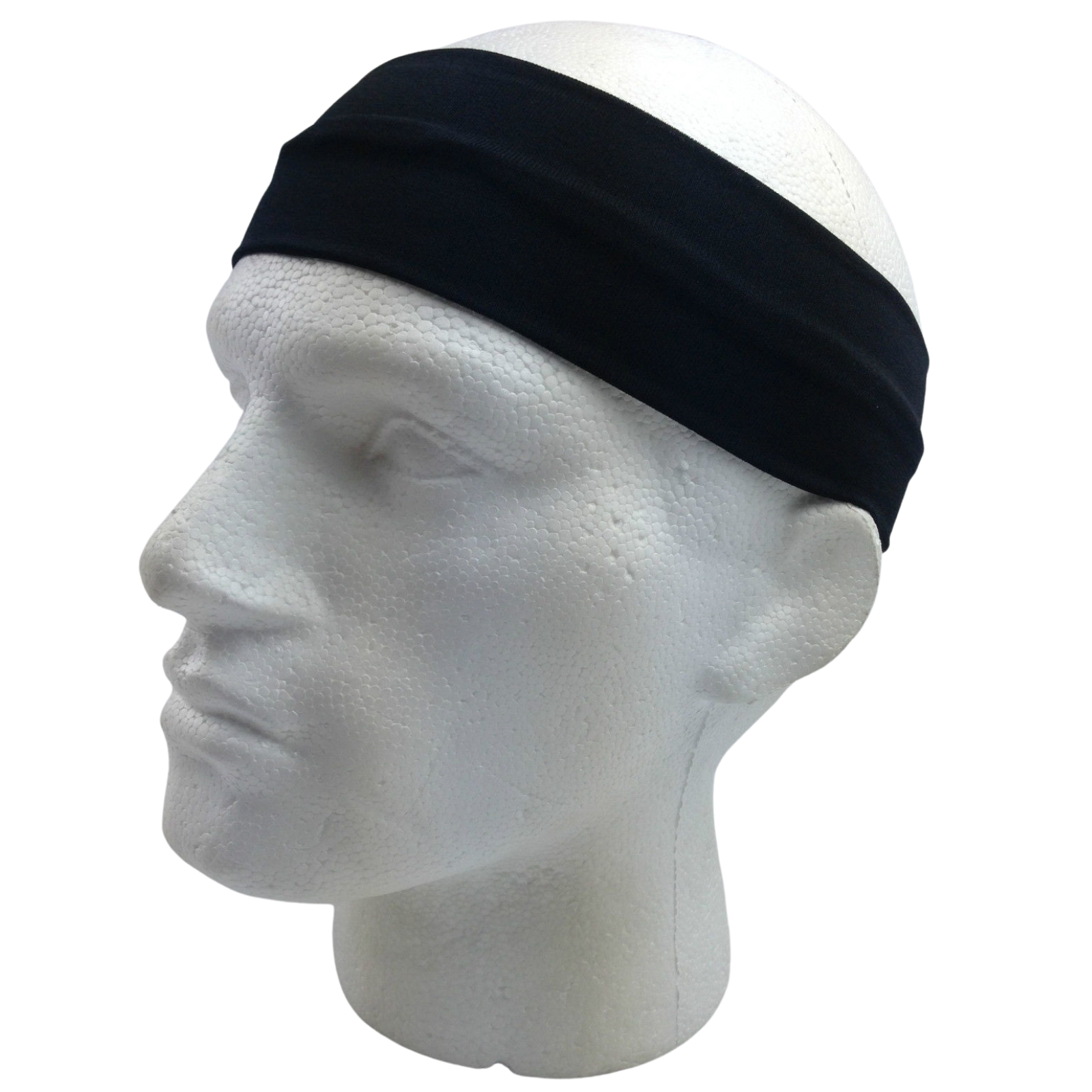 PLAIN HEADBAND Elastic Stretch Sports Yoga Hair Band Unisex 8cm Wide Wrap - Black Secondary image