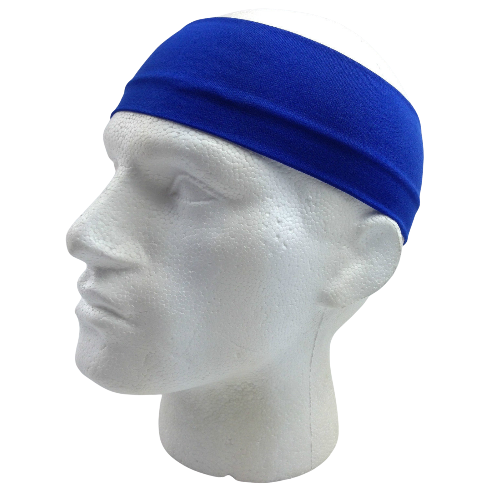 PLAIN HEADBAND Elastic Stretch Sports Yoga Hair Band Unisex 8cm Wide Wrap - Blue Secondary image