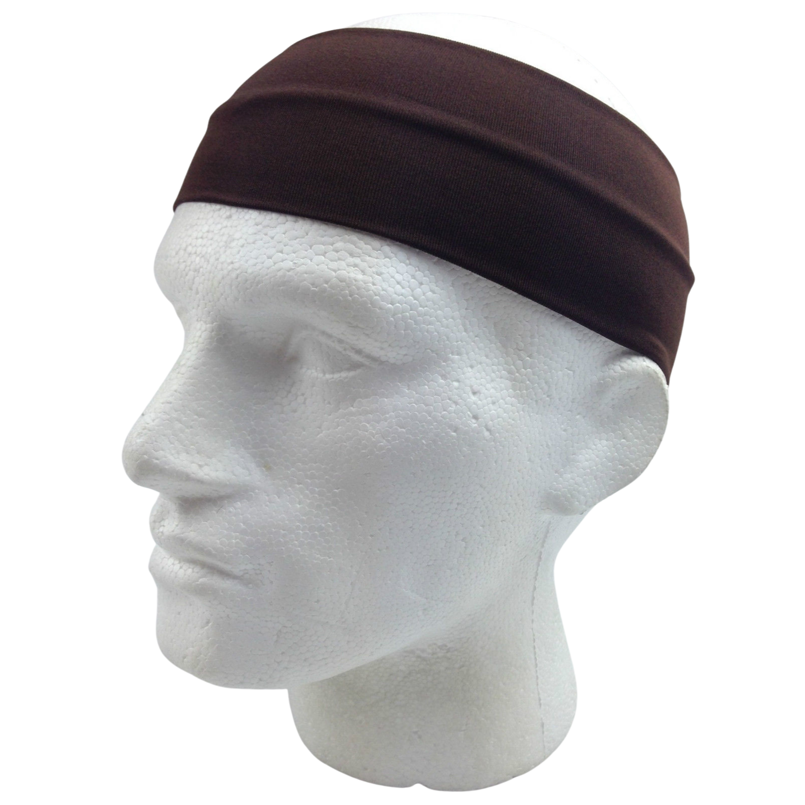 PLAIN HEADBAND Elastic Stretch Sports Yoga Hair Band Unisex 8cm Wide Wrap - Brown Main image