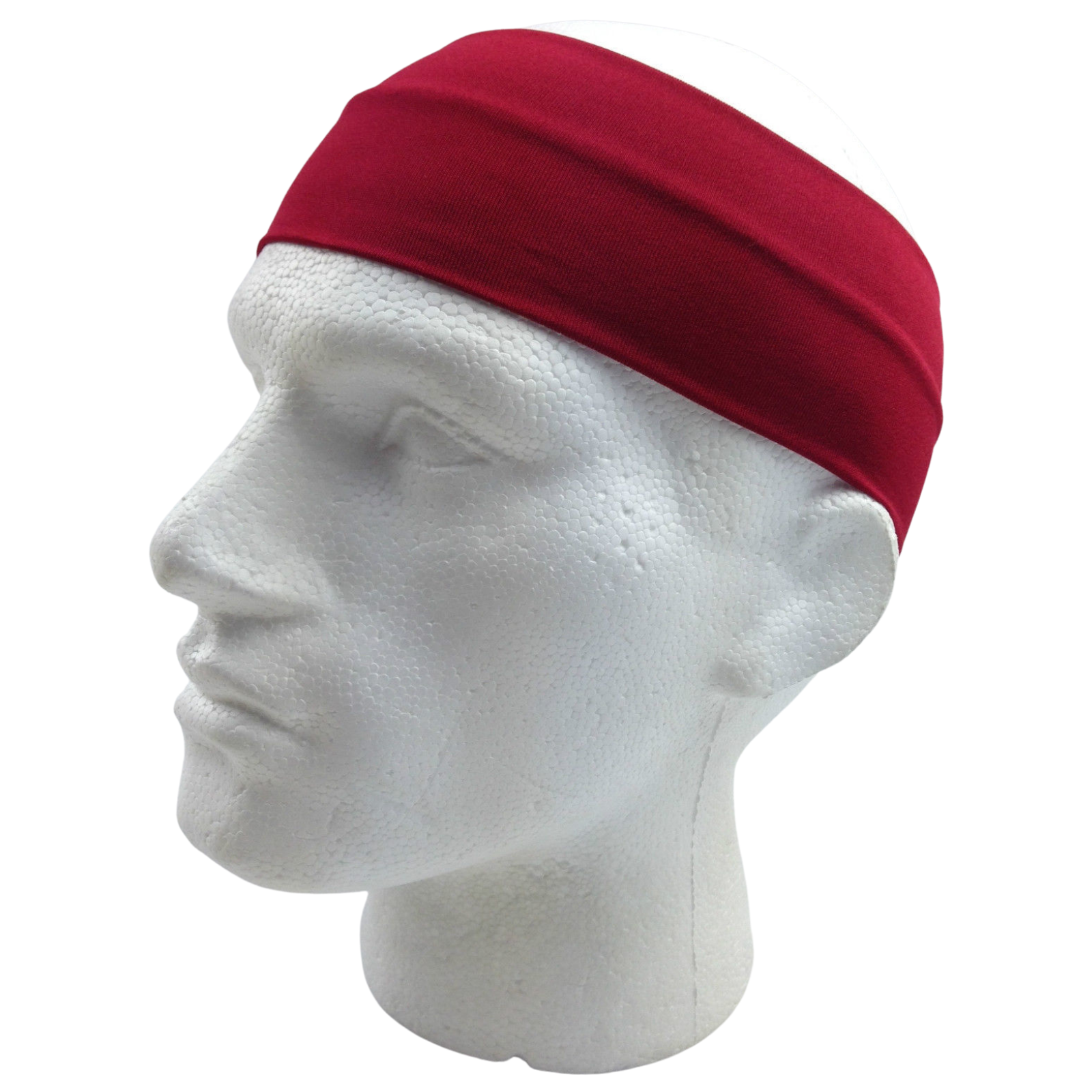 PLAIN HEADBAND Elastic Stretch Sports Yoga Hair Band Unisex 8cm Wide Wrap - Burgundy Secondary image