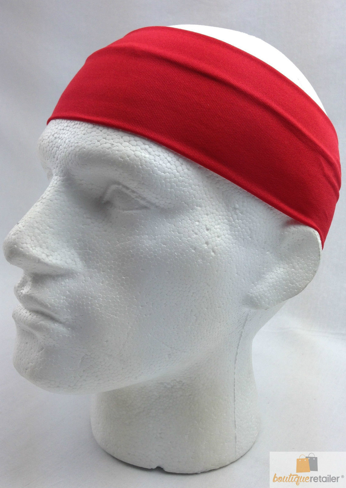 PLAIN HEADBAND Elastic Stretch Sports Yoga Hair Band Unisex 8cm Wide Wrap - Red Secondary image