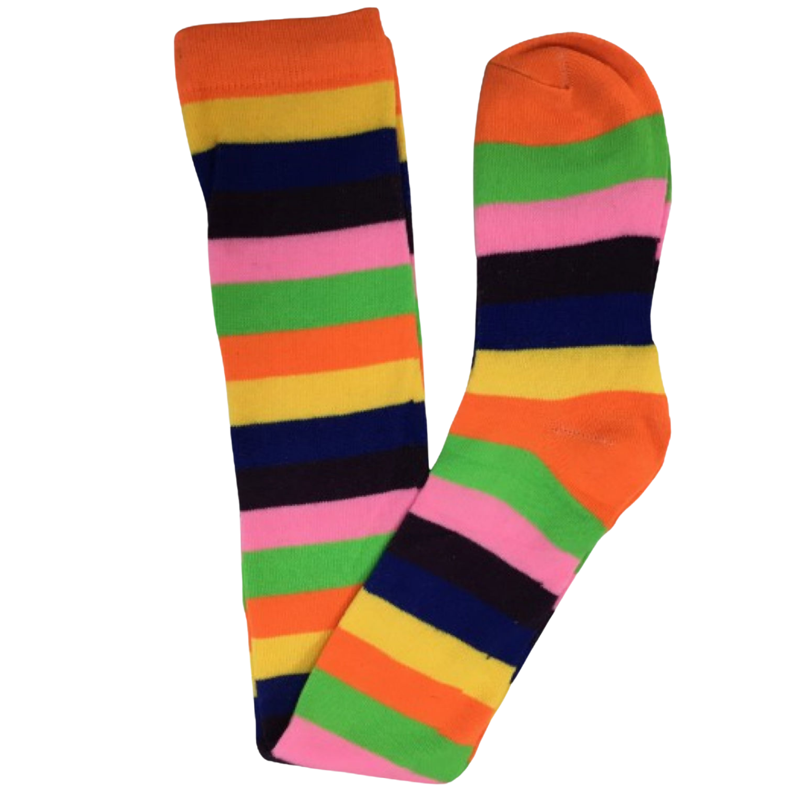 OVER THE KNEE SOCKS Plain Striped High Thigh Ladies Long Womens Stripey Stocking - Pink Rainbow Secondary image
