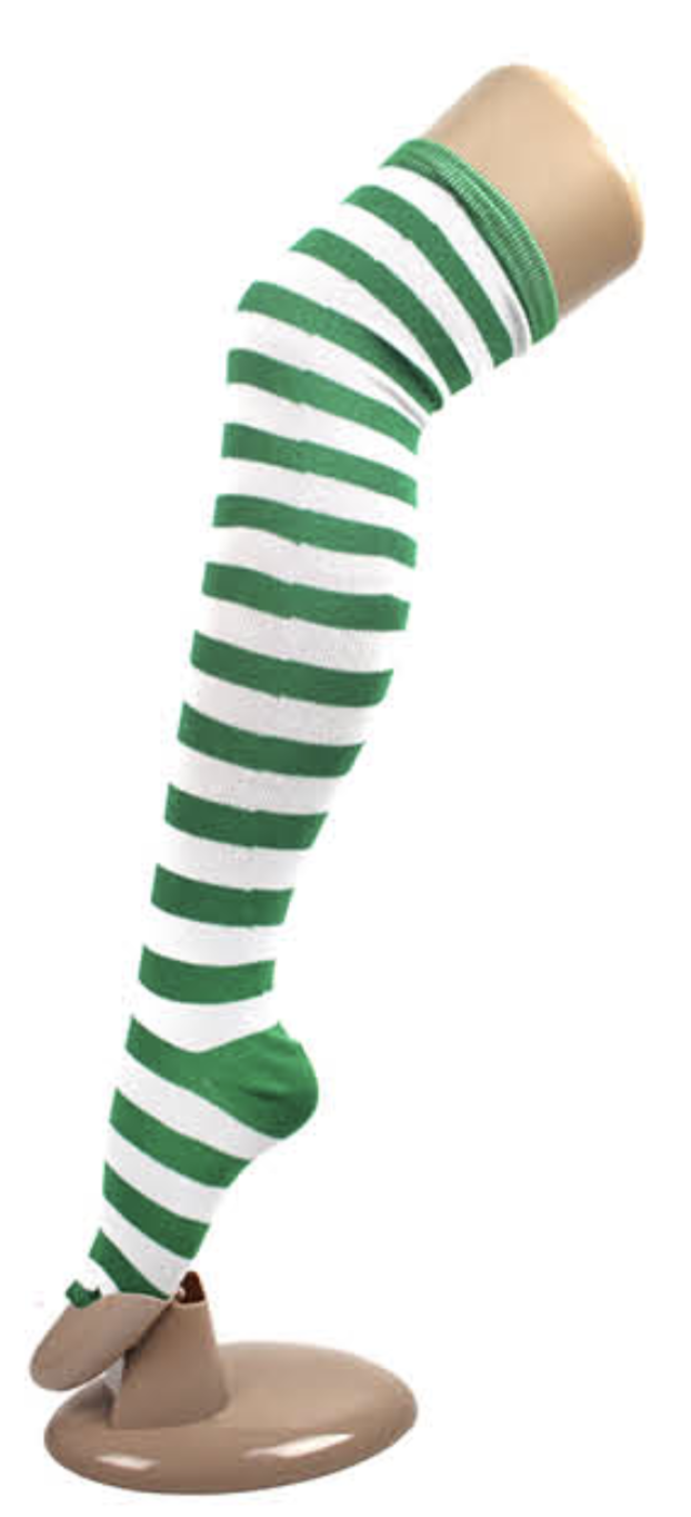 OVER THE KNEE SOCKS Plain Striped High Thigh Ladies Long Womens Stripey Stocking - Dark Green/White Main image