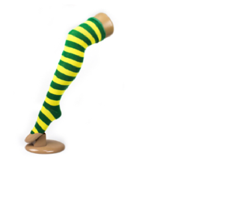 OVER THE KNEE SOCKS Plain Striped High Thigh Ladies Long Womens Stripey Stocking - Green/Gold Secondary image