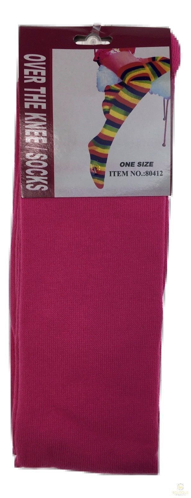 OVER THE KNEE SOCKS Plain Striped High Thigh Ladies Long Womens Stripey Stocking - Plain Pink Main image