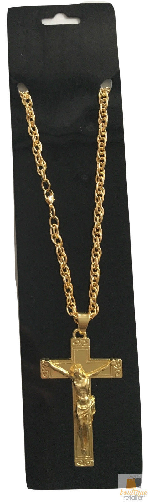 Jesus Christ Metal Necklace Chain Pendant Chain Jewellery Crucifix - Gold Main image