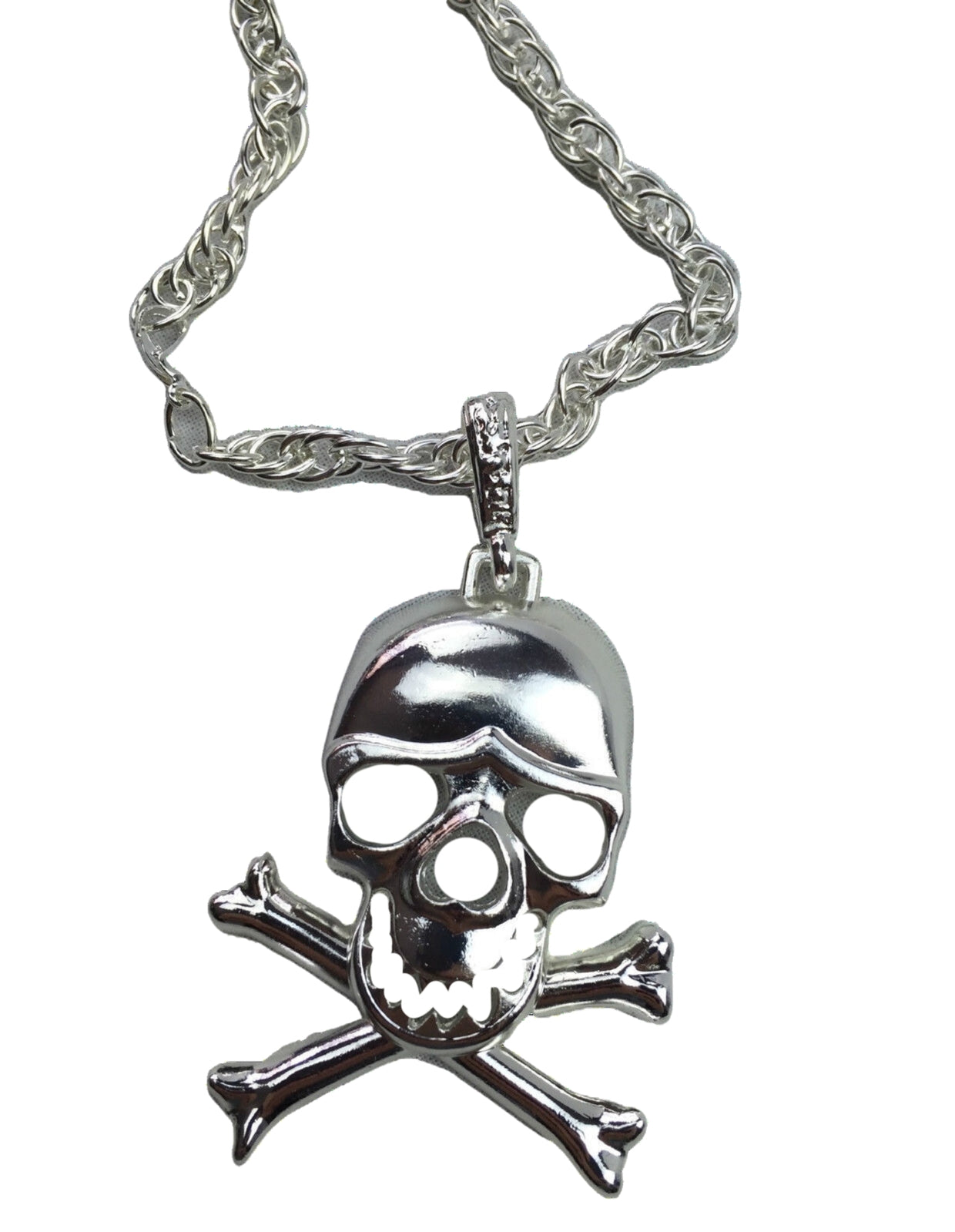 SKULL NECKLACE Pendant Silver Chain Punk Vintage Fashion Gothic Jewelry Retro Secondary image
