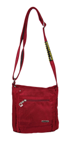 FIB Mens Crossbody Bag Shoulder Strap Travel Satchel Wallet Pockets - Burgundy