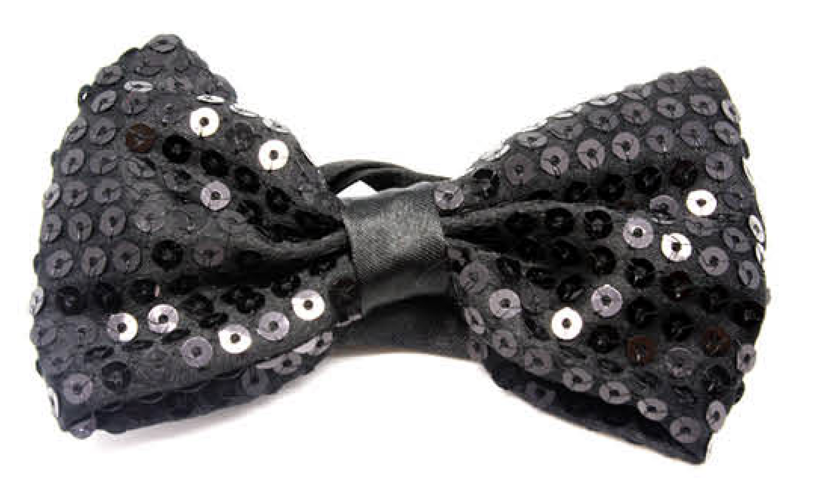 GLITTER SEQUIN BOW TIE Costume Fancy Dress Dance Fancy Shiny Party Bowtie - Black Main image