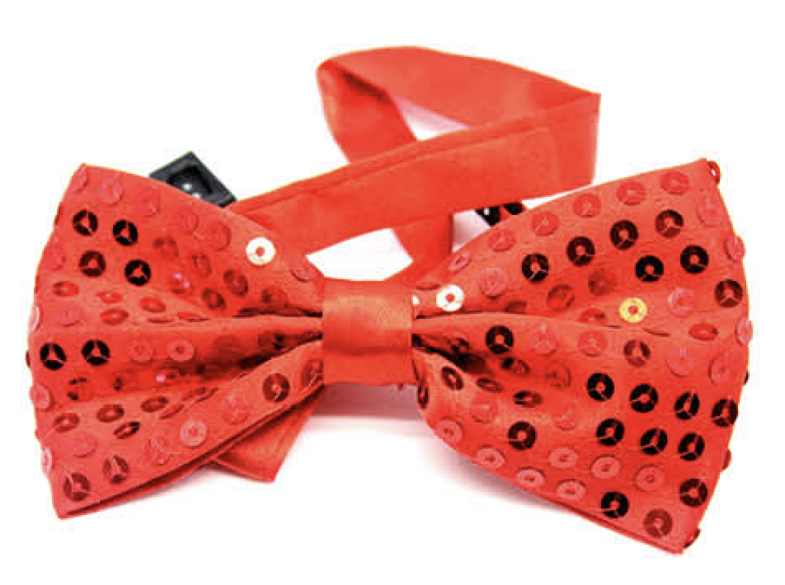 GLITTER SEQUIN BOW TIE Costume Fancy Dress Dance Fancy Shiny Party Bowtie - Red Secondary image