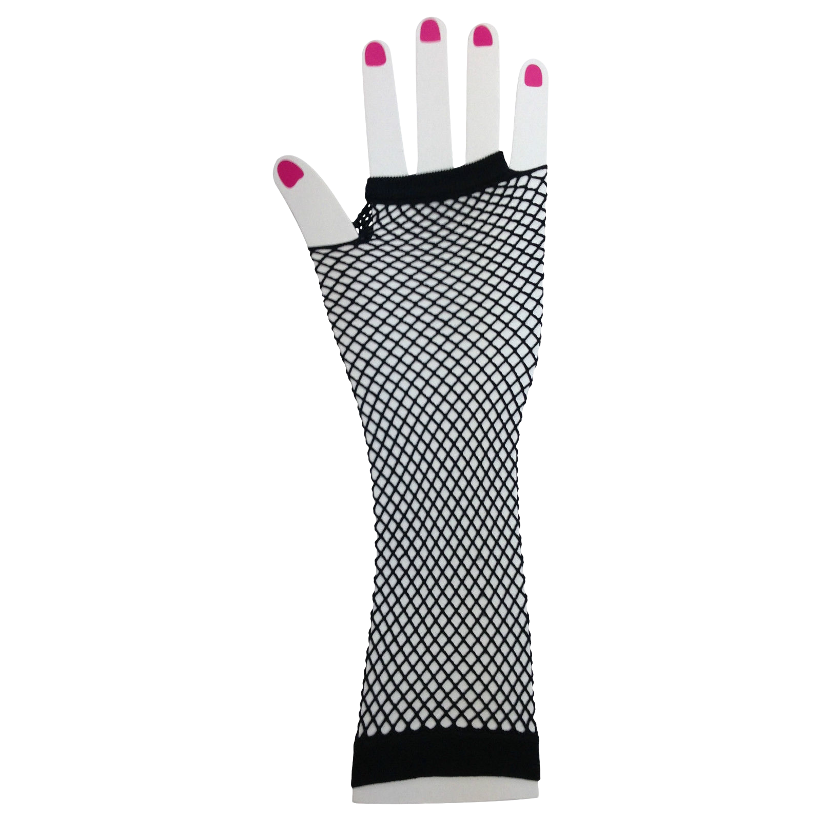 FISHNET GLOVES Fingerless Elbow Length 70s 80s Womens Costume Party Dance - Black - One Size Secondary image