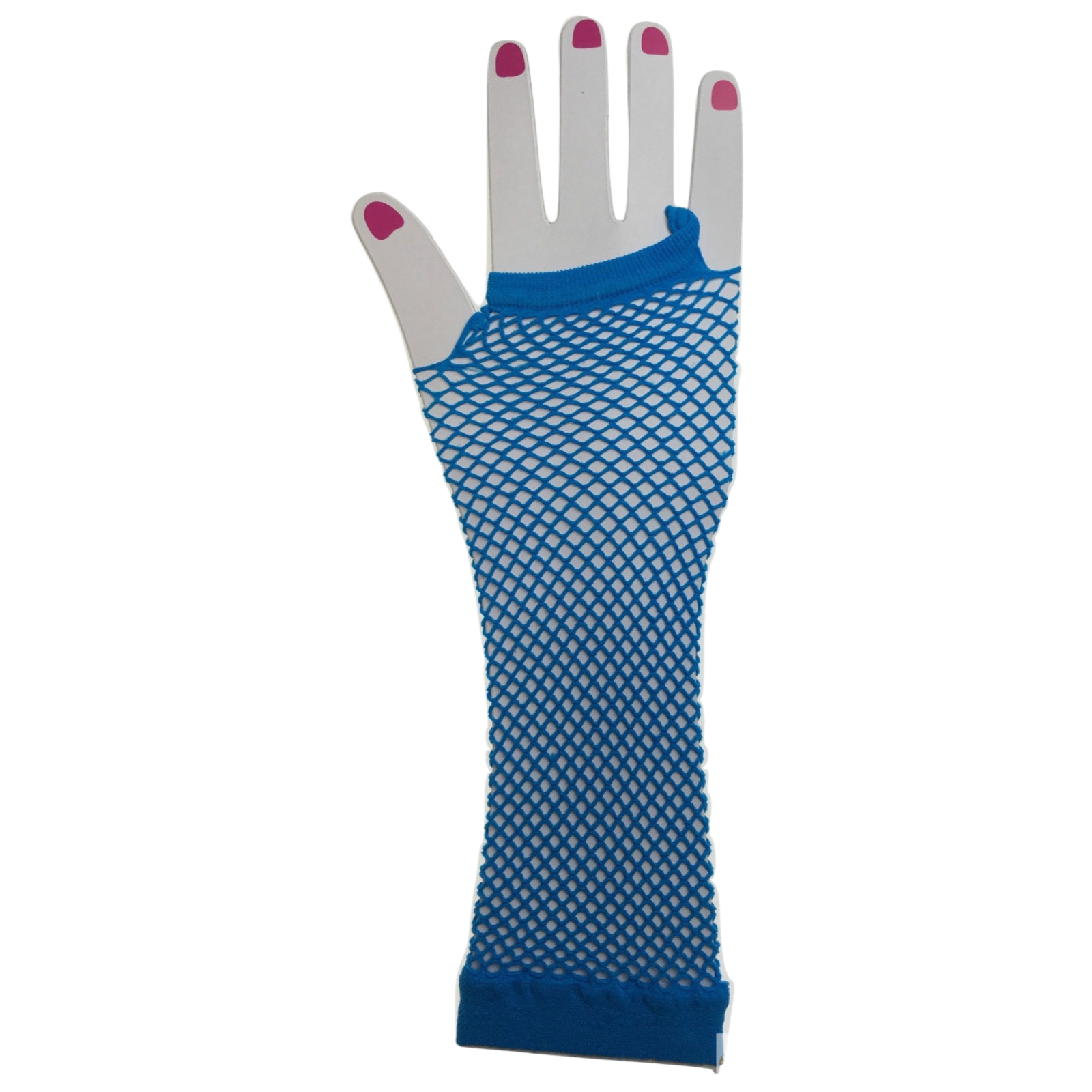 FISHNET GLOVES Fingerless Elbow Length 70s 80s Womens Costume Party Dance - Blue - One Size Main image