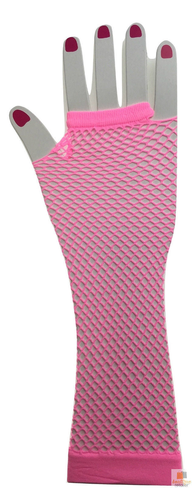 FISHNET GLOVES Fingerless Elbow Length 70s 80s Womens Costume Party Dance - Light Pink - One Size Secondary image