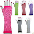 FISHNET GLOVES Fingerless Elbow Length 70s 80s Womens Costume Party Dance - Light Pink - One Size
