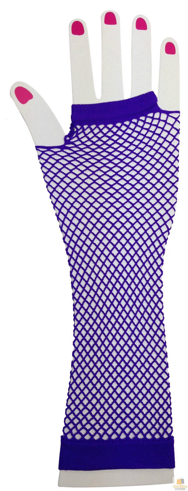 FISHNET GLOVES Fingerless Elbow Length 70s 80s Womens Costume Party Dance - Purple - One Size Main image