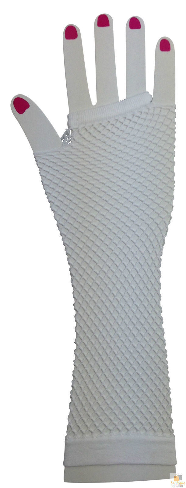 FISHNET GLOVES Fingerless Elbow Length 70s 80s Womens Costume Party Dance - White - One Size Main image