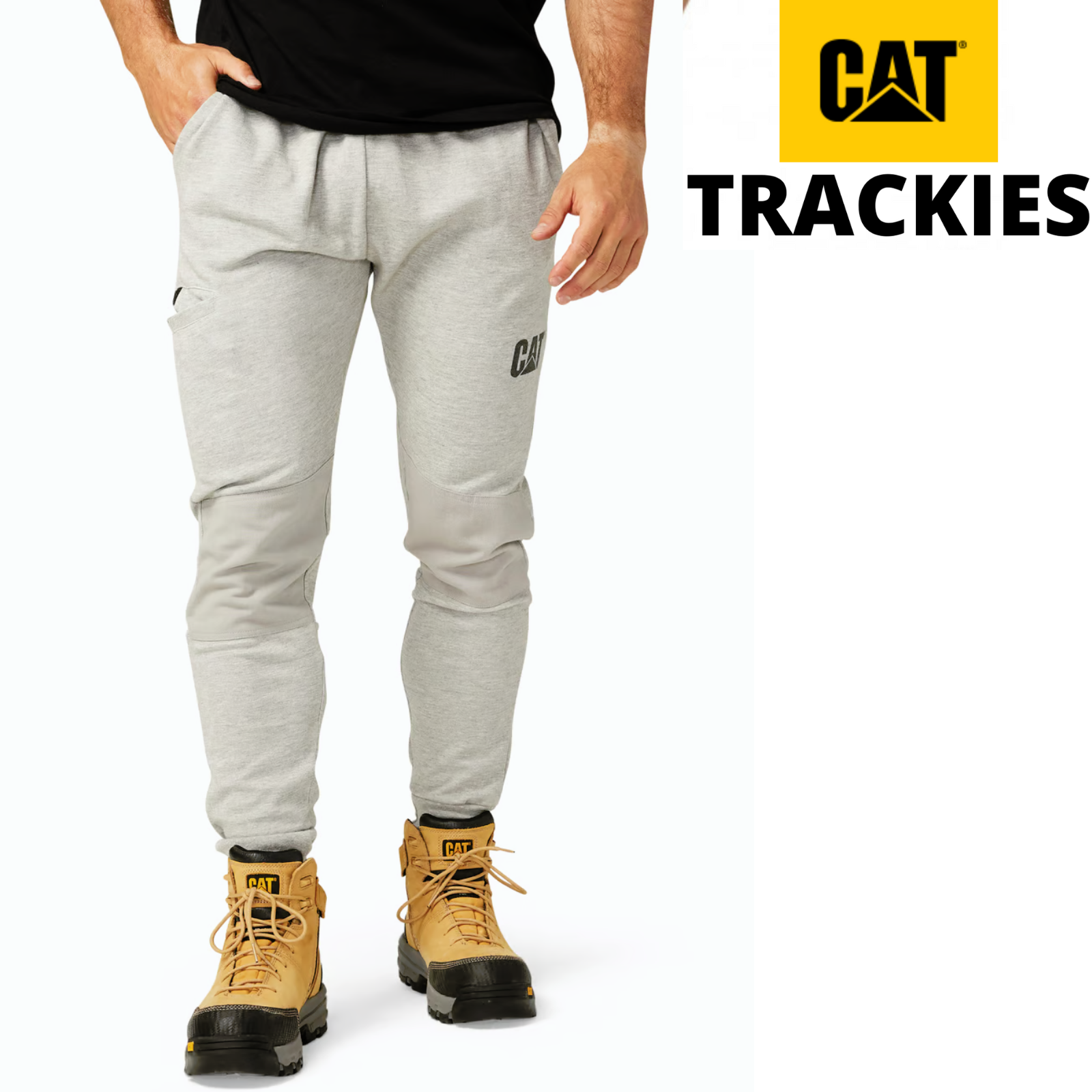 Caterpillar Track Pants Trackies Work Casual Gym Slim Fit w Hem Joggers - Grey - XL Secondary image