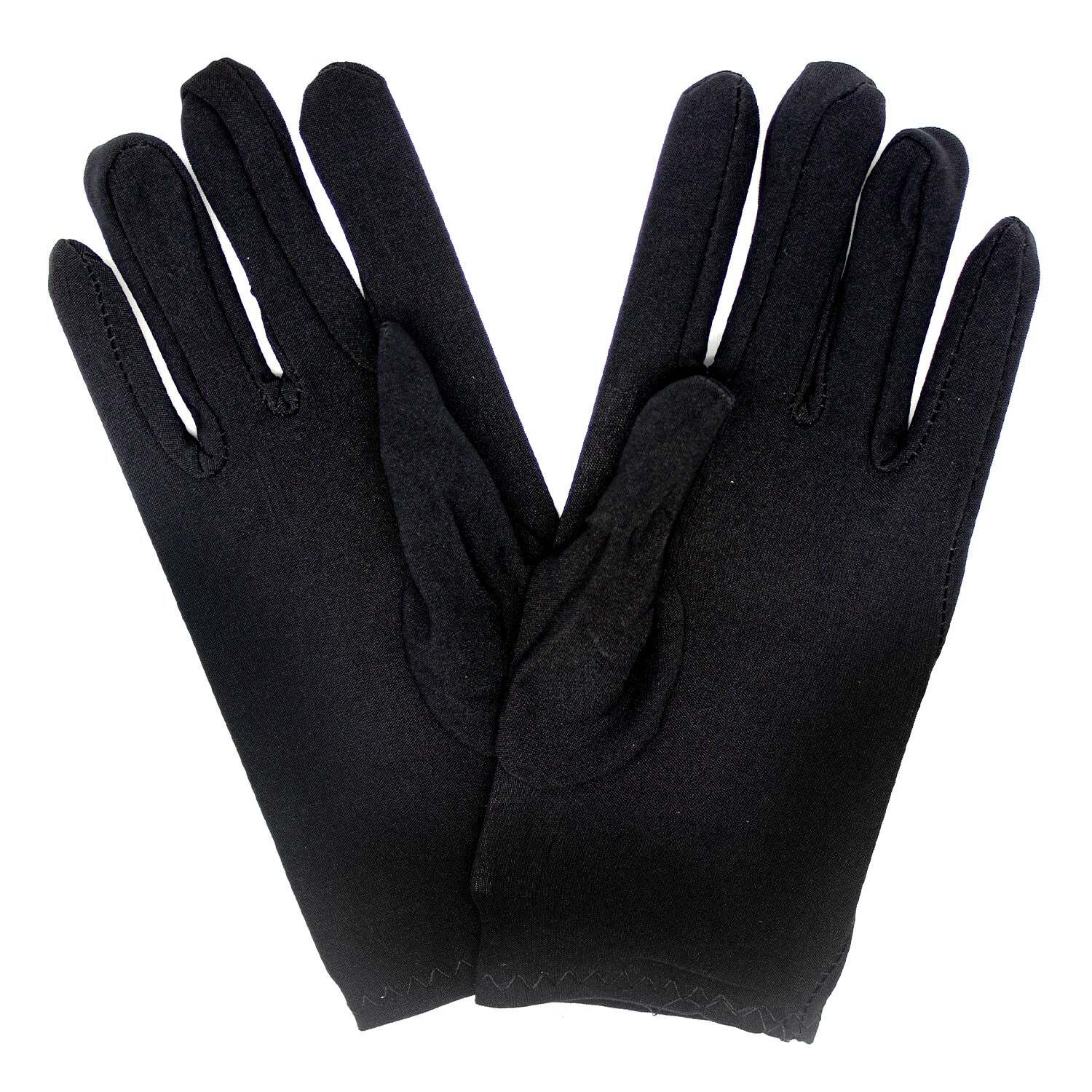 Ladies SHORT GLOVES Costume Party Wedding Bridal Fancy Dress Prom Stretchy - Black - One Size Secondary image