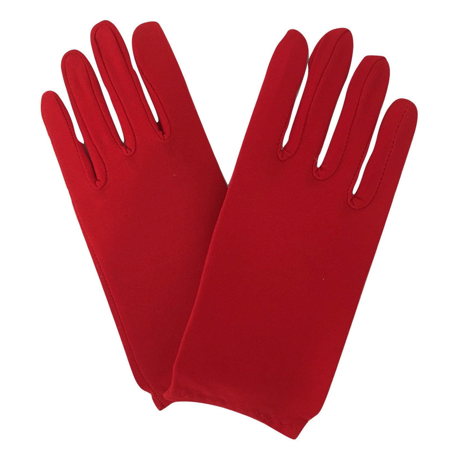 Ladies SHORT GLOVES Costume Party Wedding Bridal Fancy Dress Prom Stretchy - Red - One Size Secondary image