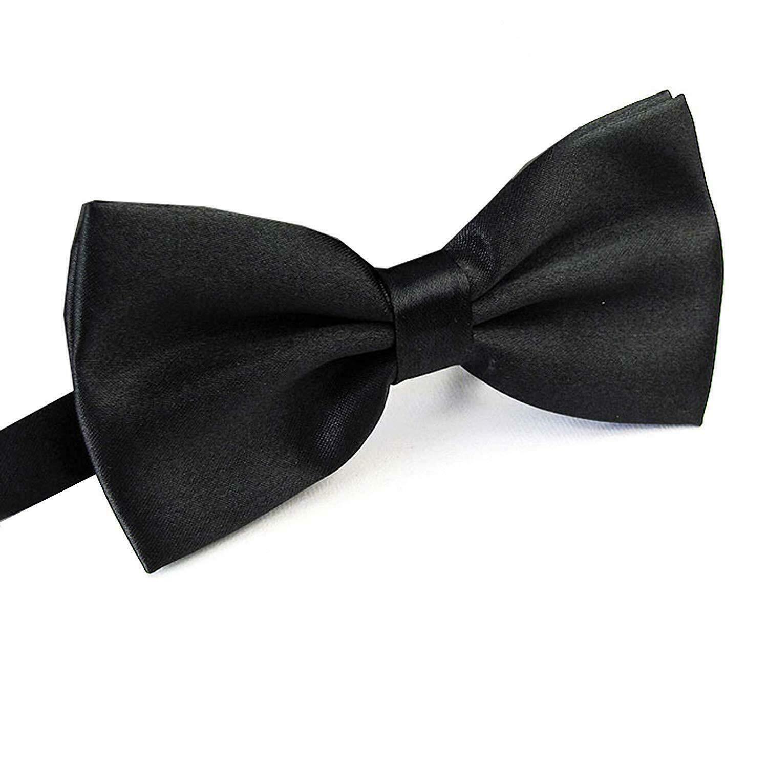 Mens BOW TIE Wedding Tuxedo Formal Bestman Necktie Classic Plain Party  - Black Secondary image