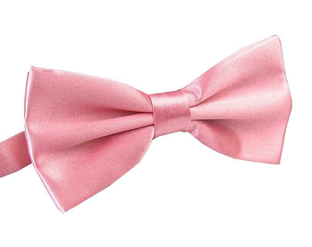 Mens BOW TIE Wedding Tuxedo Formal Bestman Necktie Classic Plain Party  - Light Pink Main image