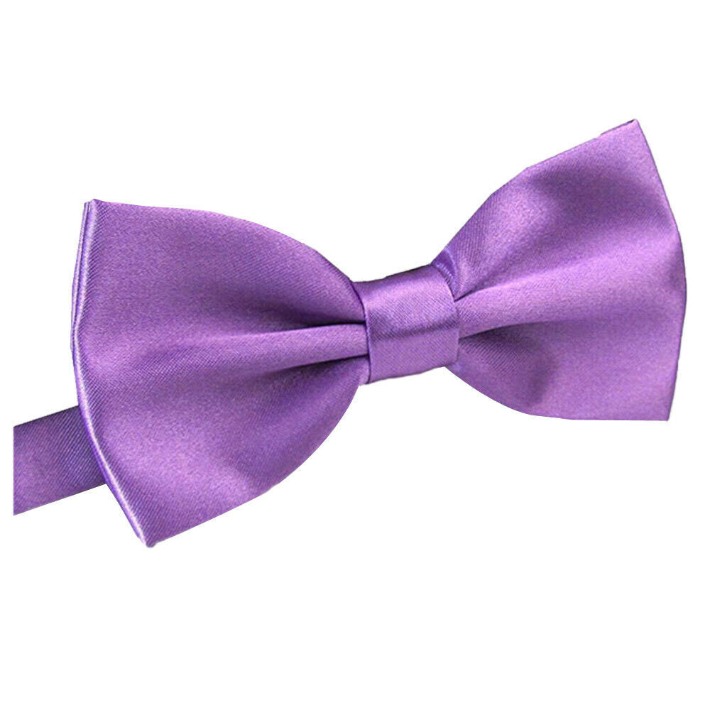 Mens BOW TIE Wedding Tuxedo Formal Bestman Necktie Classic Plain Party  - Purple Main image