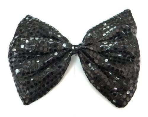 LARGE BOW TIE Sequin Polka Dots Bowtie Big King Size Party  Costume - Black Secondary image