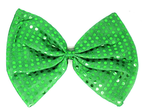 LARGE BOW TIE Sequin Polka Dots Bowtie Big King Size Party  Costume - Green Secondary image
