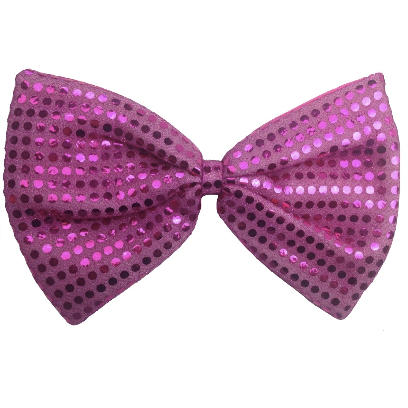 LARGE BOW TIE Sequin Polka Dots Bowtie Big King Size Party Unisex Costume - Hot Pink Secondary image