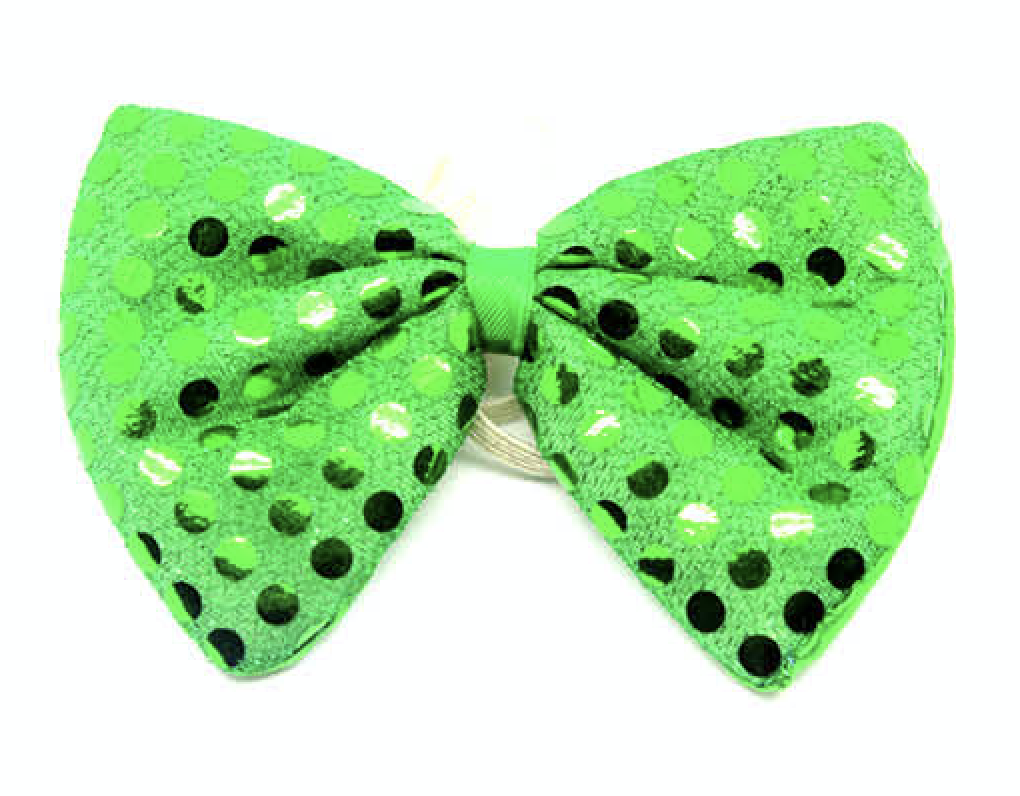 SEQUIN BOW TIE Polka Dots Bowtie Party Unisex Costume  13cm x 9cm Clown - Green Main image