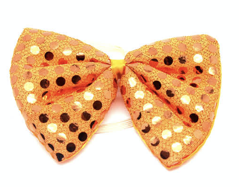 SEQUIN BOW TIE Polka Dots Bowtie Party Unisex Costume  13cm x 9cm Clown - Orange Secondary image